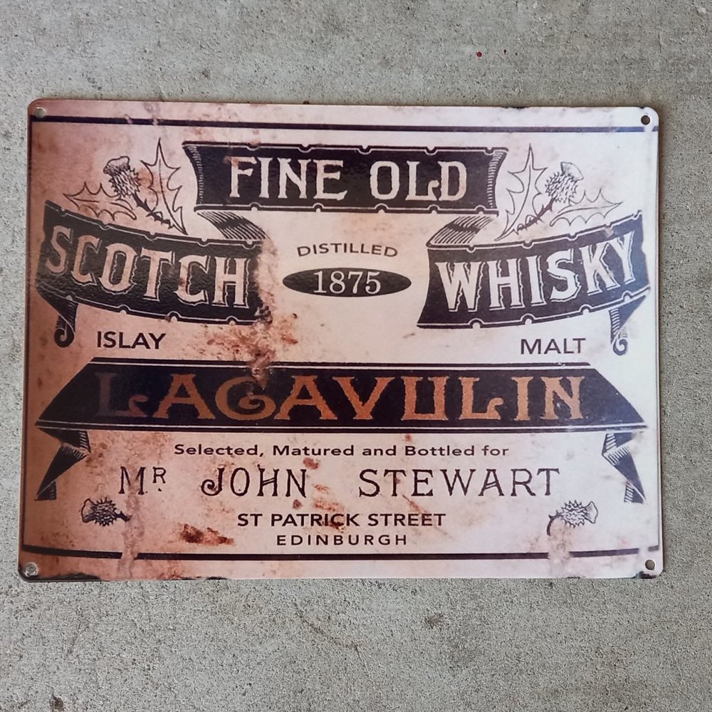 Vintage Lagavulin Scotch Scotch Whiskey Metal Sign